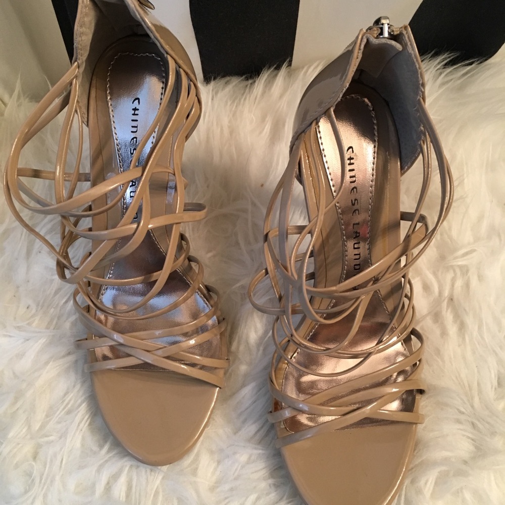 Chinese Laundry Tan Patent leather stiletto heel